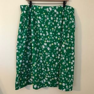 1901 green floral skirt with pockets NWT